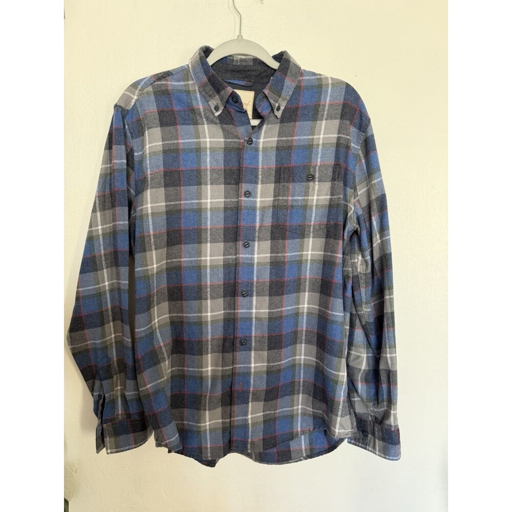 Weatherproof Vintage Men's M Regular Plaid Flannel Button-Down Shirt Pockets